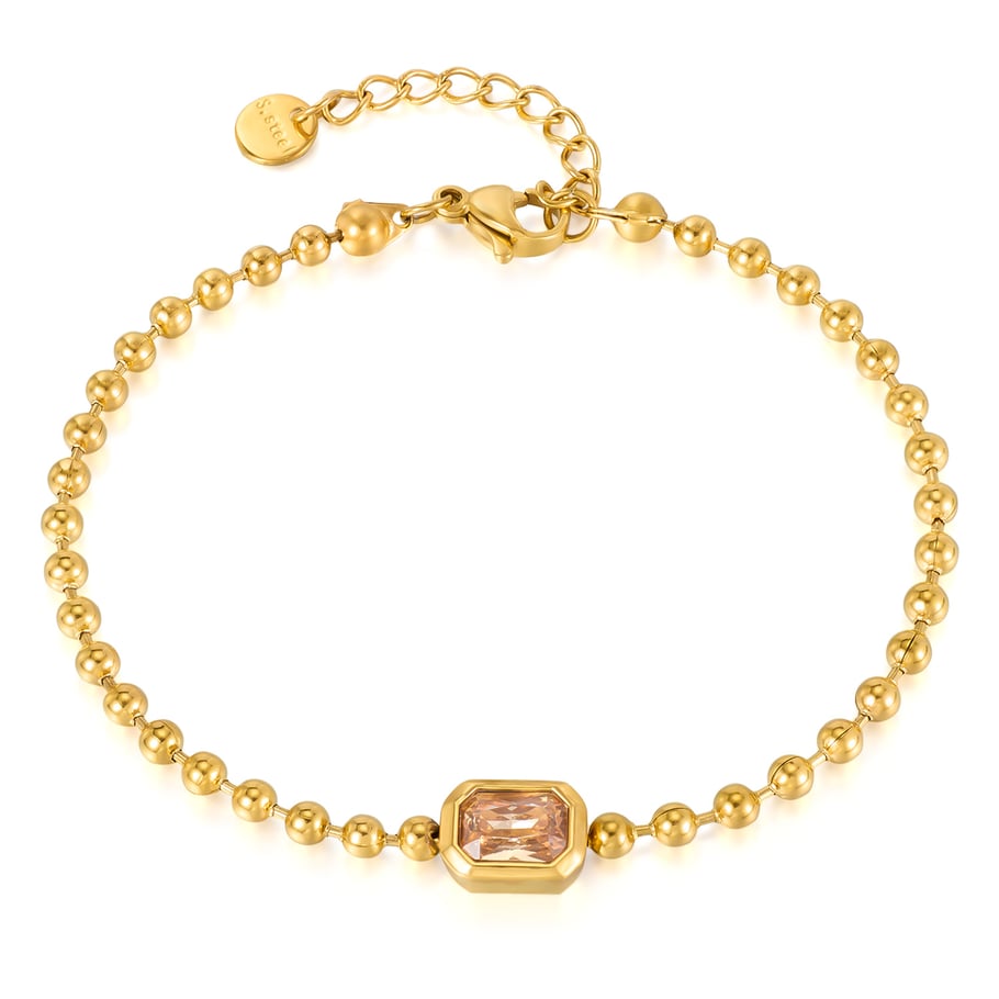 1 Stück einfarbiges Perlenarmband aus Edelstahl 