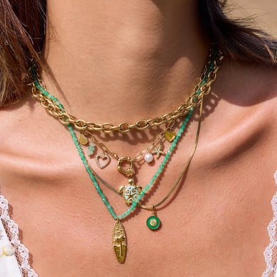 1 Piece Natural Green Turtle Stainless Steel Gold Color Women's Pendant Necklaces h5 Picture3