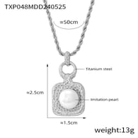 TXP048-Collana di perle d&#39;acqua dolce in acciaio 50 cm Immagine4