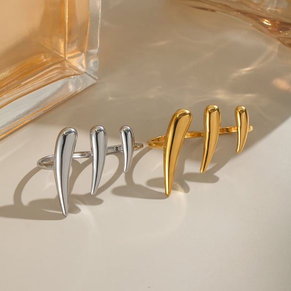 1 stuk eenvoudige dagelijkse statement ringen van roestvrij staal met onregelmatige vorm en gouden kleur