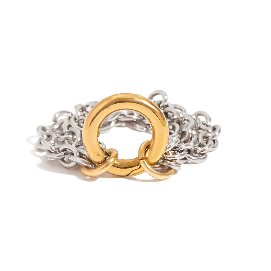 1 Piece Modern Texture Stainless Steel Gold Color Minimalist Rings Picture8