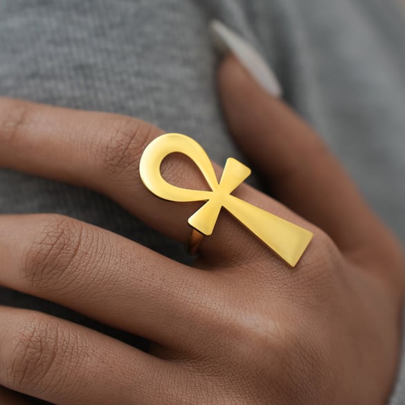 1 Piece Simple  Casual Cross Stainless Steel  Gold Color  Statement Rings 2