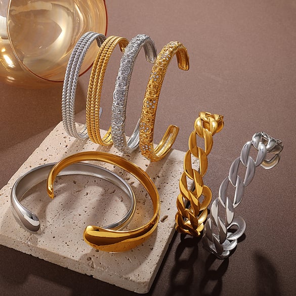 1 Piece Retro Stainless Steel Cuff Bangle