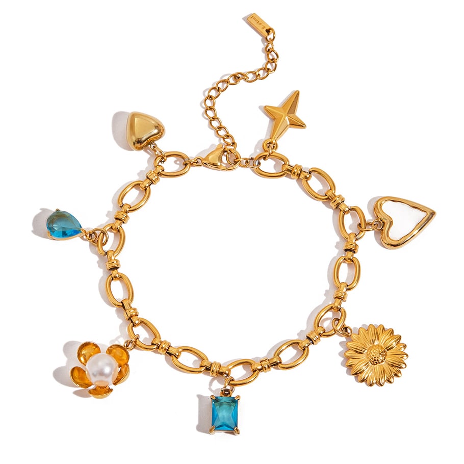 1 Piece Retro Rectangular Stainless Steel Gold Color Women's Charm Bracelets 