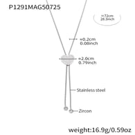 P1291-Collana Love Zircone in acciaio 72 cm Immagine2