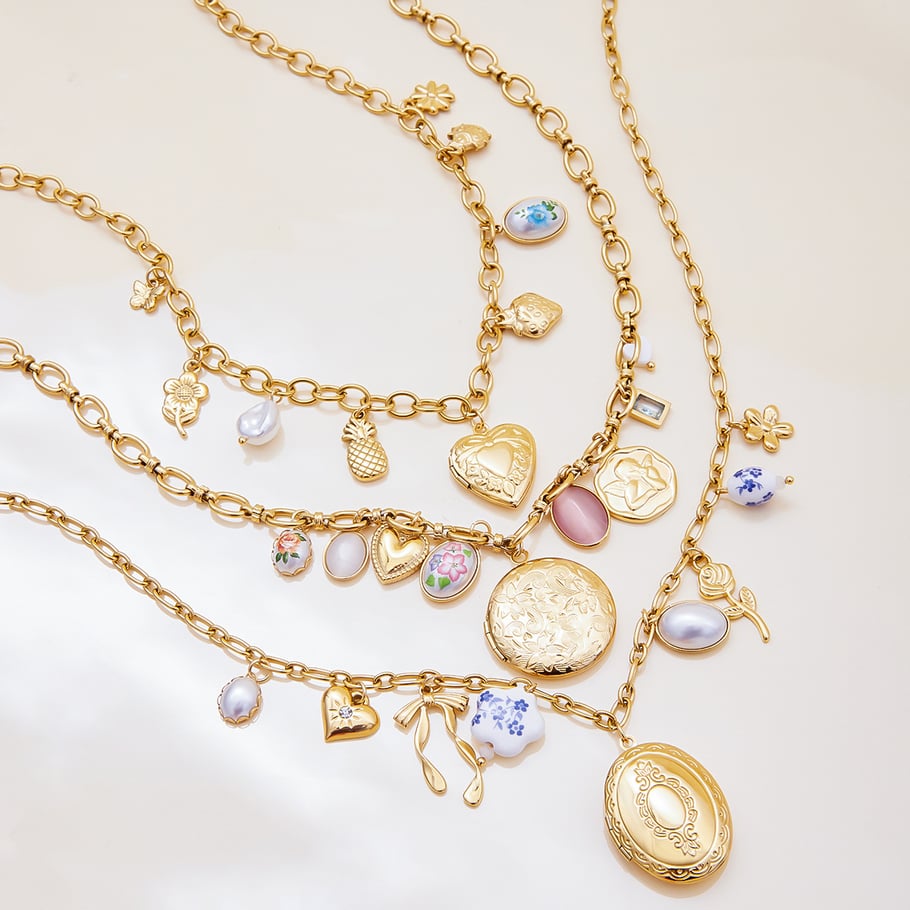 Collier avec pendentif en forme de cœur sophistiqué pour femme, en acier inoxydable, couleur or Image4
