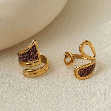 1 pezzo semplice casual leopardato anelli in acciaio inossidabile h5 Immagine5