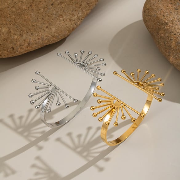 1 Stück Sonnenblume Edelstahl Gold Farbe Manschette Armband