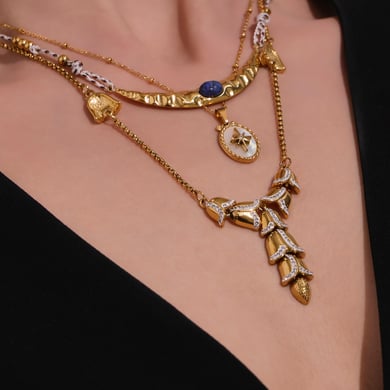 1 Piece Chic Stainless Steel Gold Color Natural Stone Women's Pendant Necklaces h5 Picture4