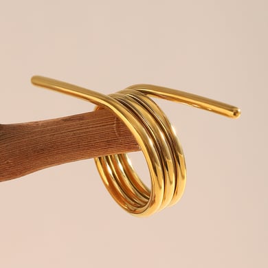 1 stuk Daily Twist veervormige statement ringen van roestvrij staal in goudkleur h5 Afbeelding2
