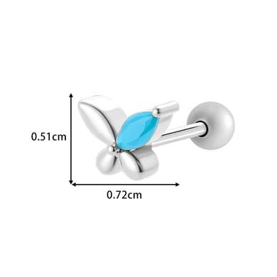 1 Adet Kelebek Bakır Altın Rengi Zirkonyum Piercing Küpe h5 Resim2