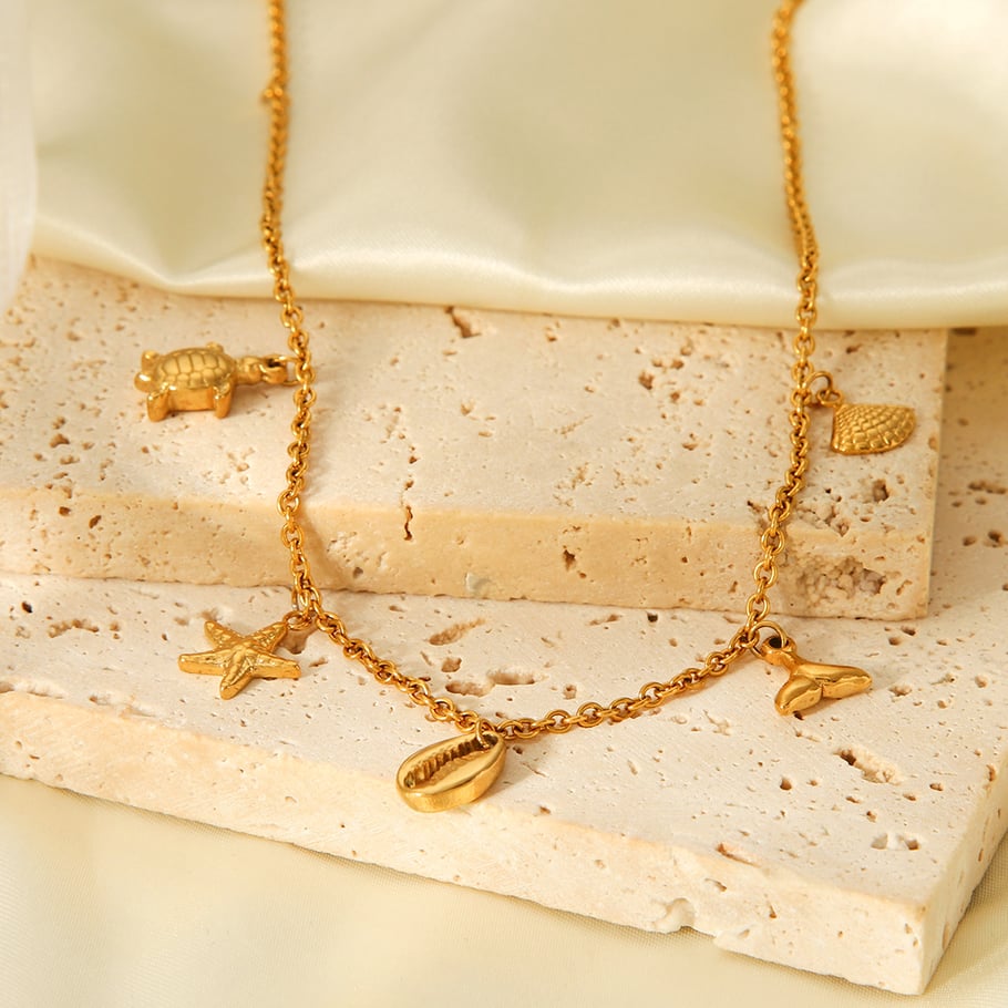 1 Piece Oceanic Turtle Stainless Steel Gold Color Women's Pendant Necklaces Picture5