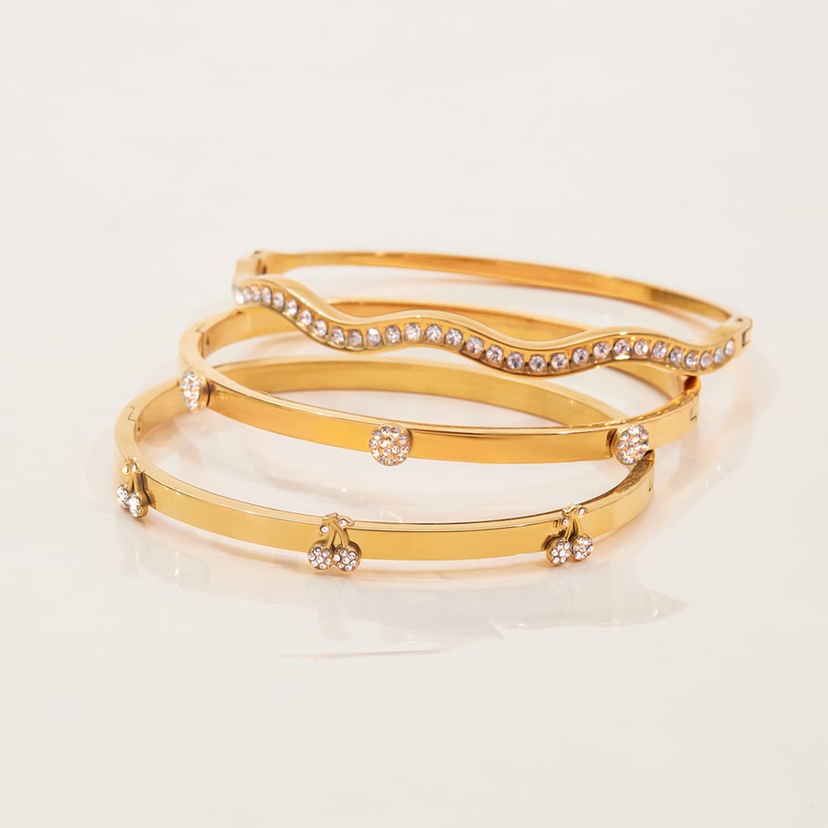 1 stuk delicate kersen roestvrijstalen goudkleurige damesarmbanden Afbeelding4