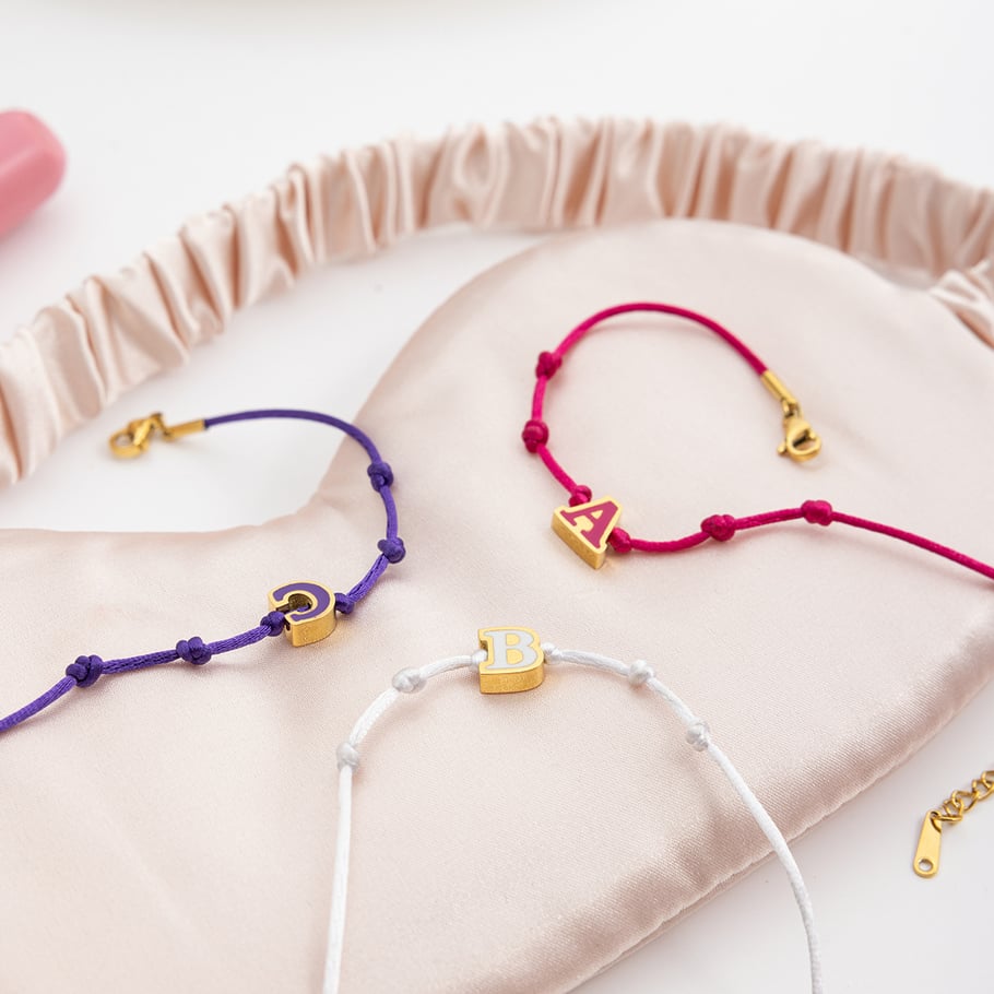 Bracelet à breloques pour femme en acier inoxydable couleur or avec lettre quotidienne, 1 pièce Image7
