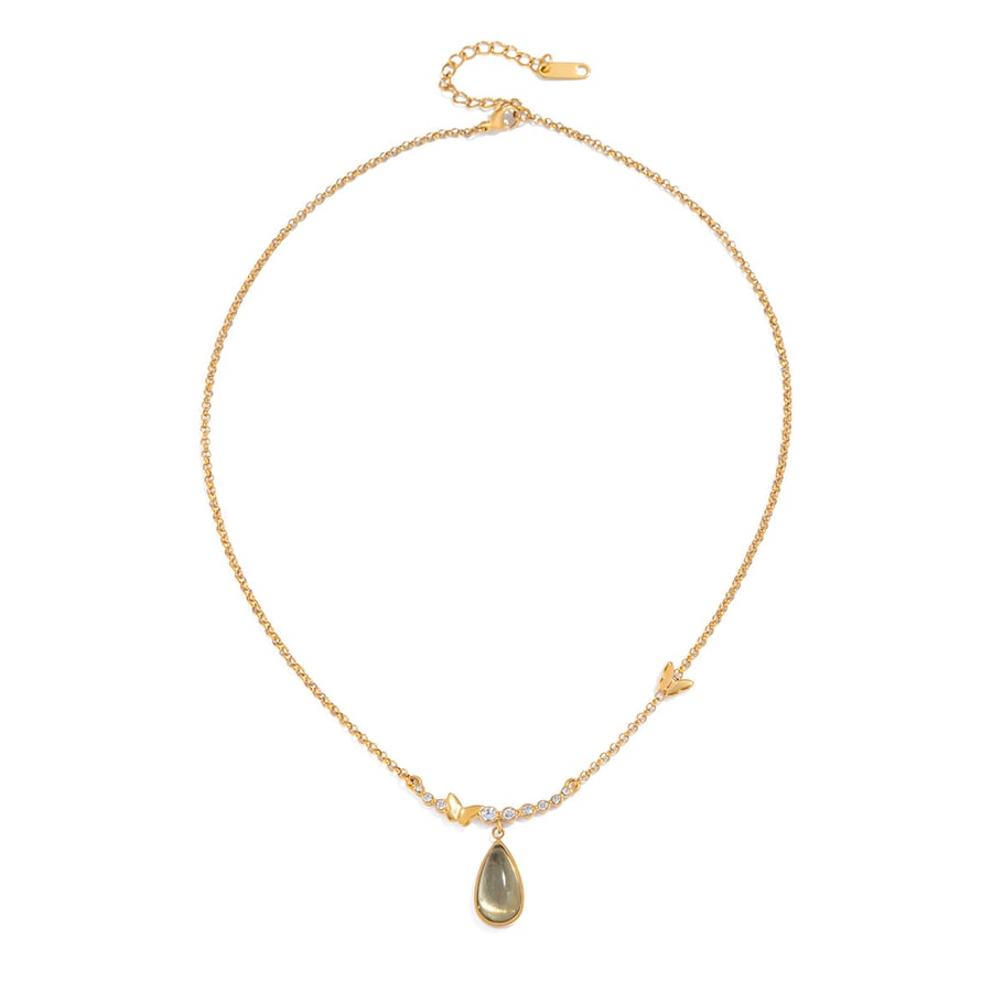 1 elegante collar colgante de acero inoxidable con gotas de cristal para mujer 