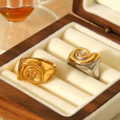 1 Stück Daily Lines Statement-Ringe aus Edelstahl in Goldfarbe h5 Bild6