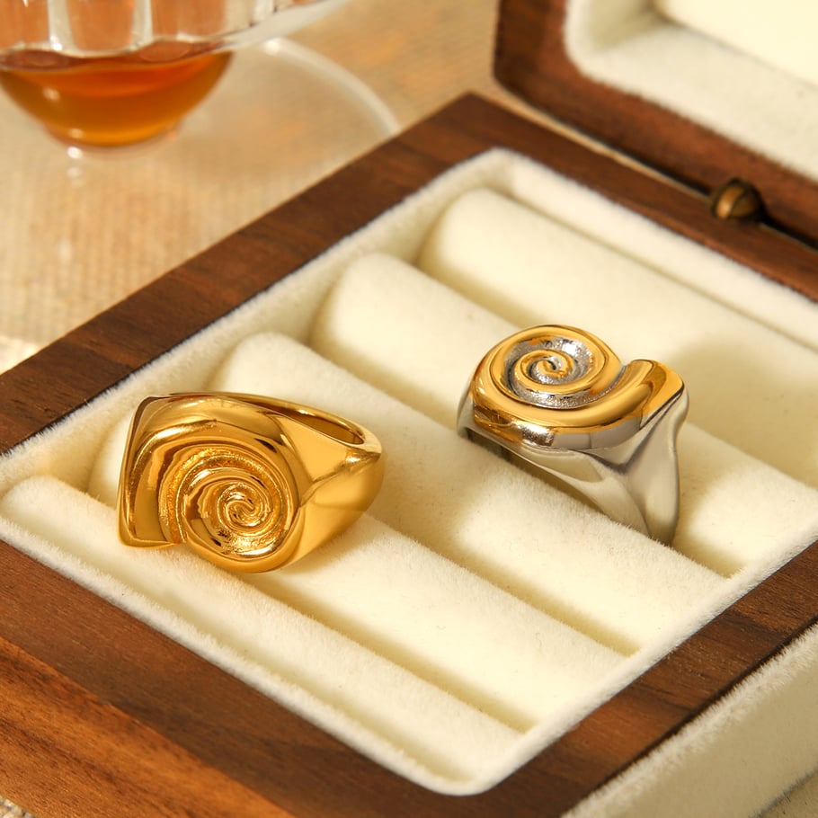 1 Stück Daily Lines Statement-Ringe aus Edelstahl in Goldfarbe Bild6