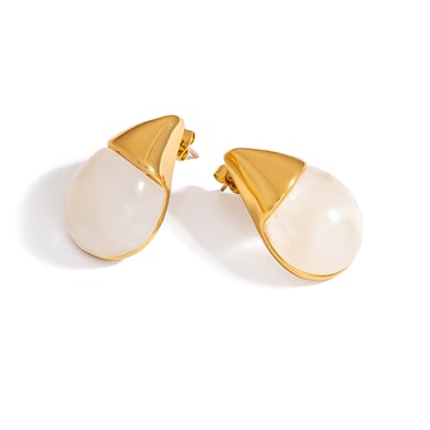 1 par de pendientes de botón de acero inoxidable con forma irregular de gota de flor para mujer h5 