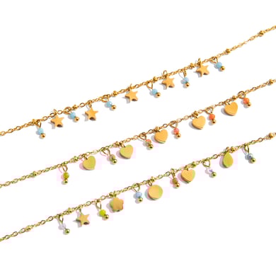Collier avec pendentif en forme de cœur délicat et mignon en acier inoxydable couleur or pour femme h5 Image6