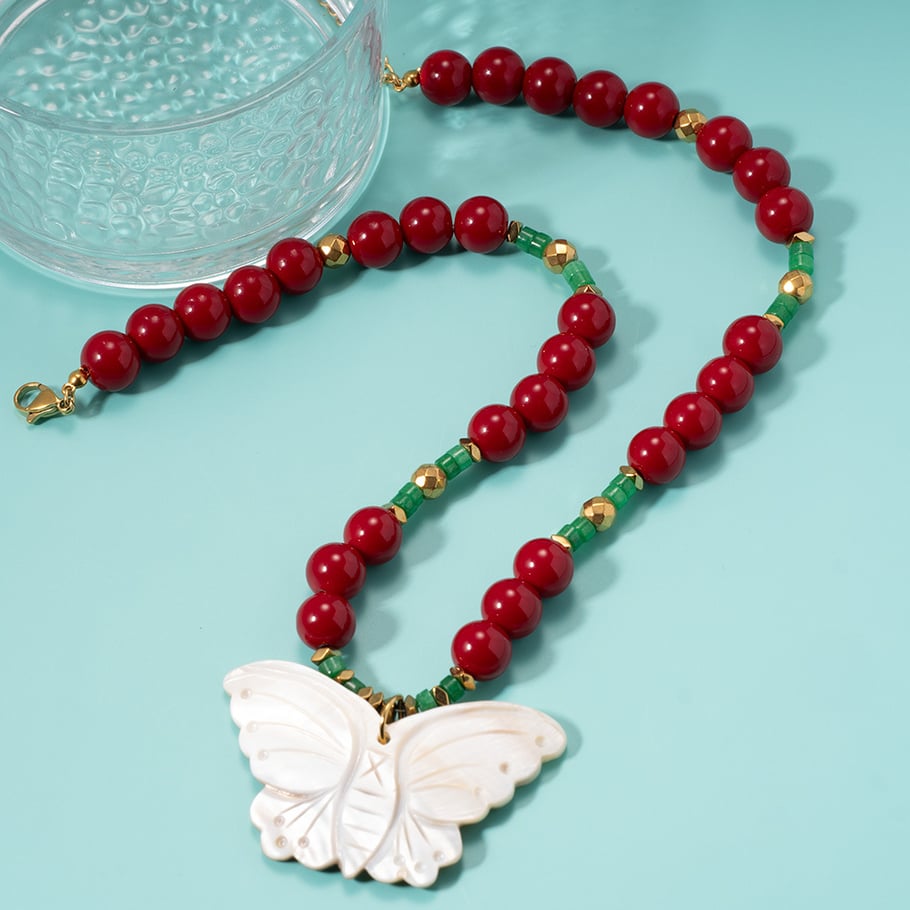 1 Piece Gorgeous Butterfly Natural Stones Women's Beaded Necklaces Picture4