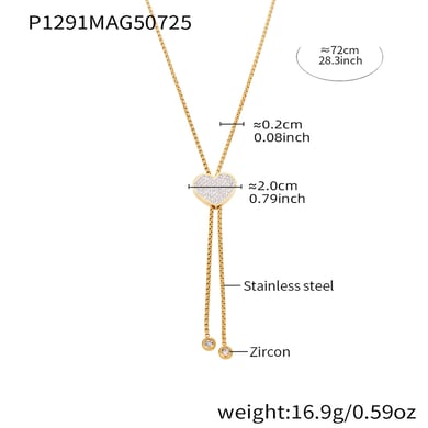 1 pezzo di collana con ciondolo a forma di cuore delicato in acciaio inossidabile color oro e zirconi da donna h5 Immagine2