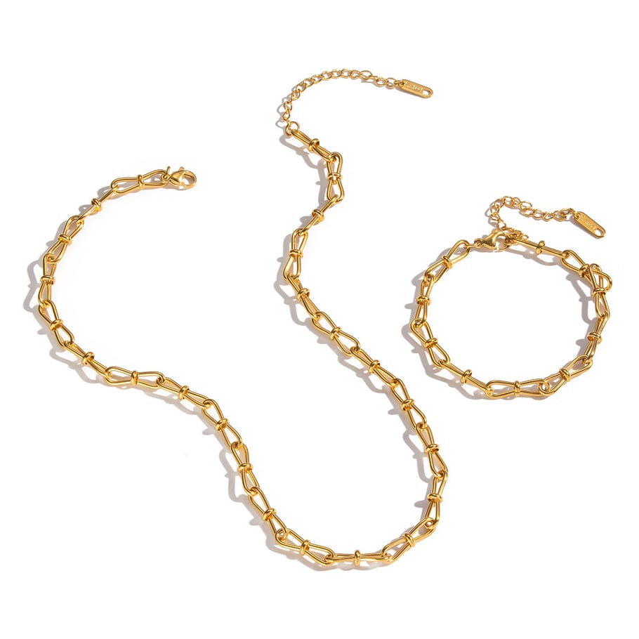 Set di collane in acciaio inossidabile color oro Immagine5