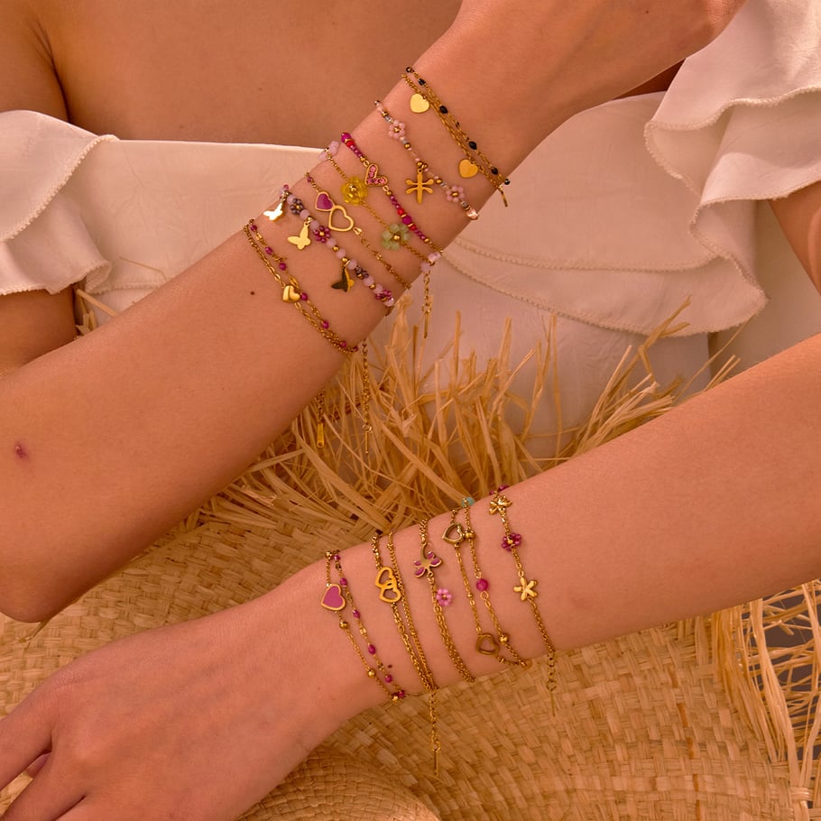 1 pulsera romántica de acero inoxidable con dije de corazón dulce Imagen2