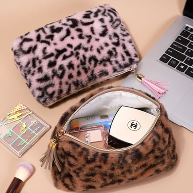 1 Stück Retro Leopard Plüsch Make-up Tasche h5 Bild3