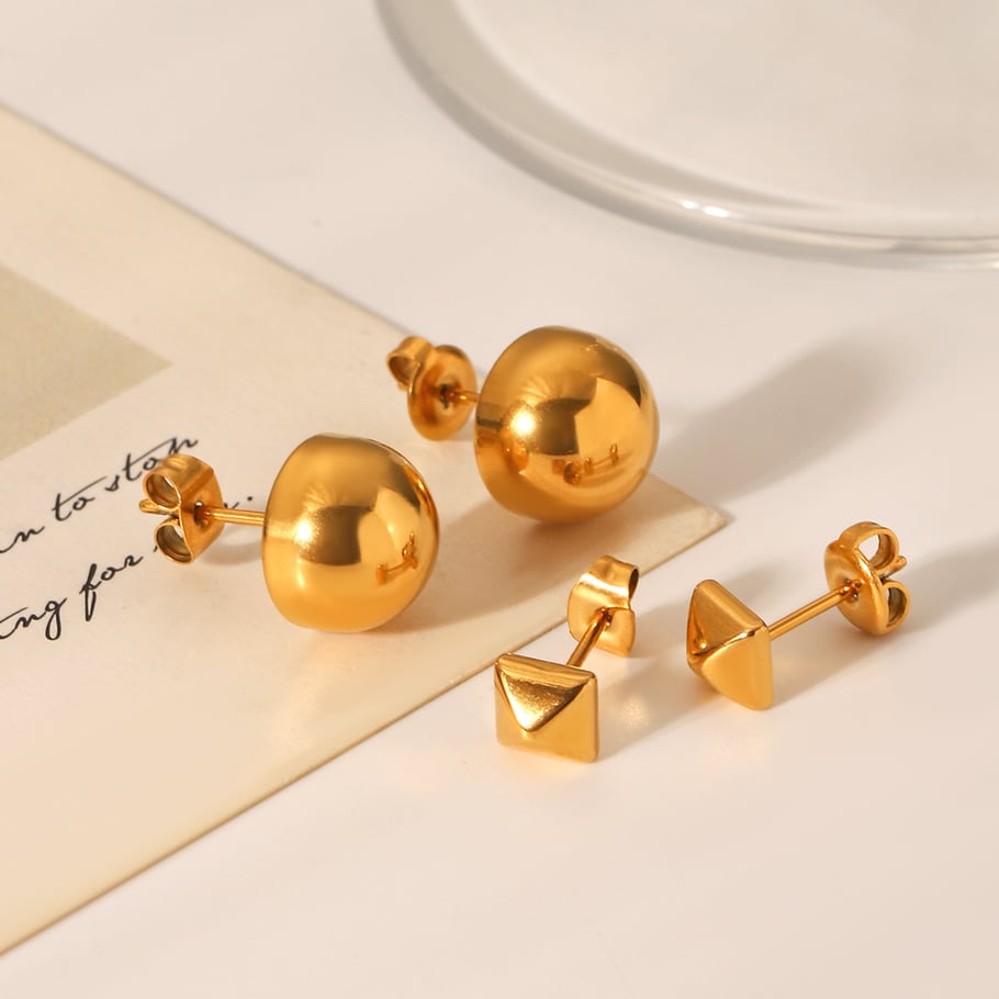 1 Pair Simple Irregular Shape Stainless Steel Gold Color Women's Stud Earrings Picture3