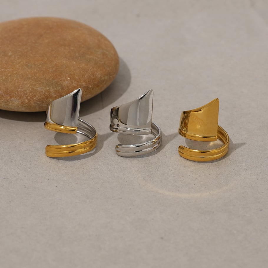 1 Piece  Casual Irregular Shape Stainless Steel  Gold Color  Statement Rings Picture3