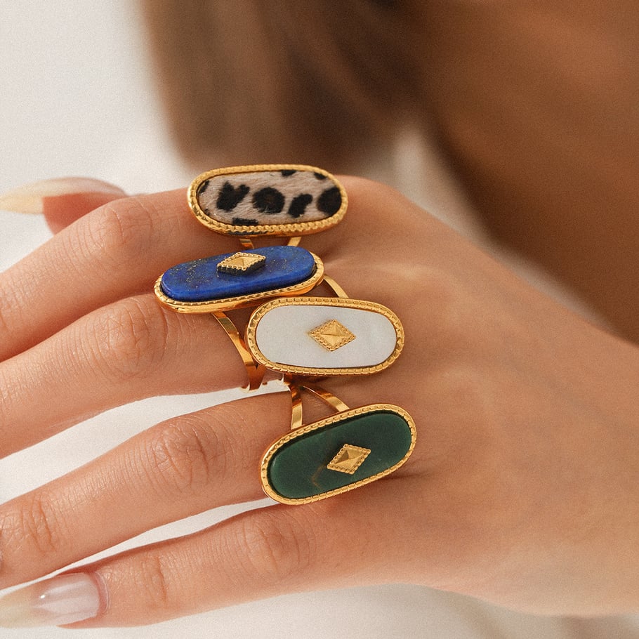 1 Piece Simple Series Daily Irregular Shape Stainless Steel Shell Statement Rings h5Picture4
