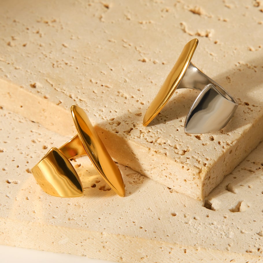 Simple Series Daily Shell Edelstahl Goldfarben Statement Ringe Bild9