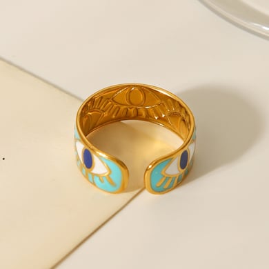 1 Piece Simple  Daily Mixed Color Stainless Steel  Gold Color  Statement Rings h5 Picture8