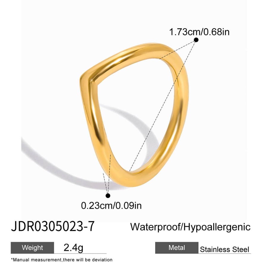 Bague minimaliste irrégulière en acier inoxydable couleur or, série simple, 1 pièce 
