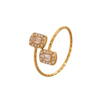 A762-Gold 5A zircon rectangular ring/No.7 