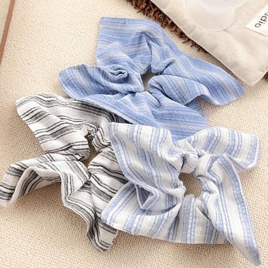 1 Piece Casual Strip Blue Canvas Women's Scrunchies h5 Picture3