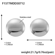 F1577-Boucles d&#39;oreilles rondes en acier Image2