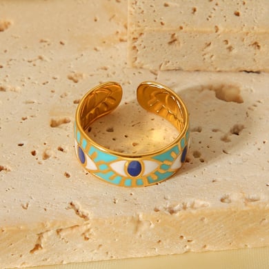 1 Piece Simple  Daily Mixed Color Stainless Steel  Gold Color  Statement Rings h5 Picture7