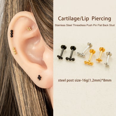 1 pieza de aretes de piercing de acero inoxidable dorados con forma de bola diaria para mujer h5 Imagen5