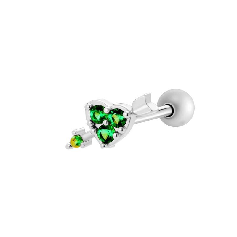 1 Piece Heart Copper Gold Color Zircon Piercing Earring