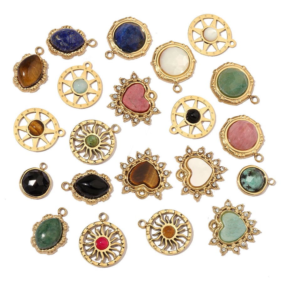 1 pieza de colgantes clásicos de piedras naturales de colores para mujer Imagen3