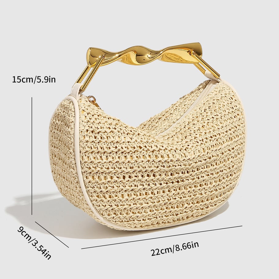 1 Piece Romantic Beige Straw - woven Chain Women's Handbags 