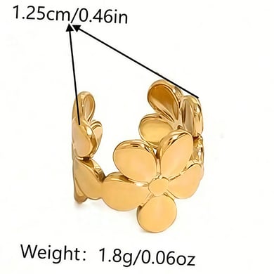 1 Piece  Simple Flower Stainless Steel  Gold Color  Women's Ear Cuffs h5 Picture2