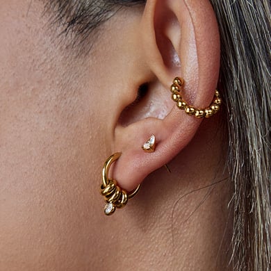 1 Pair Simple Series Circle Stainless Steel Gold Color Women's Hoop Earrings h5 Picture4