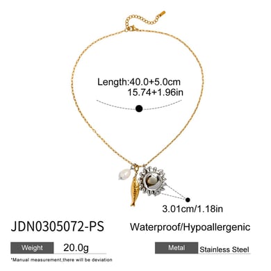 1 collar clásico con colgante de sol diario de acero inoxidable en color dorado para mujer h5 Imagen2