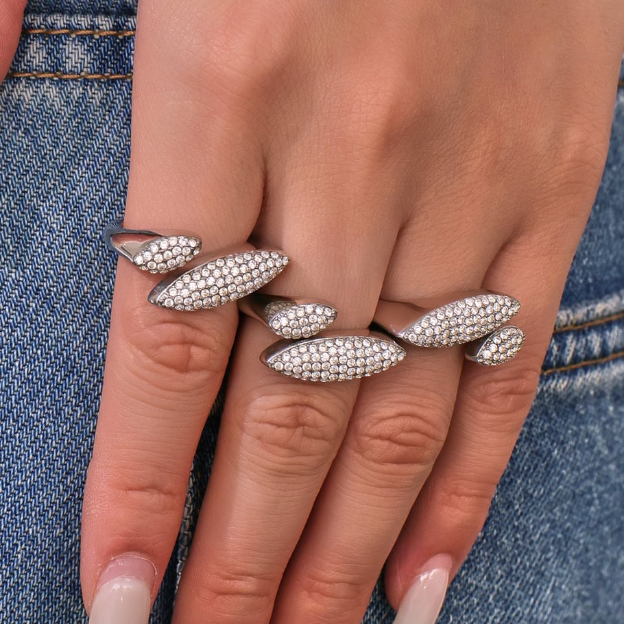 1 Piece Luxurious Shape Stainless Steel Gold Color Zircon Women's Gemstone Rings h5Picture5