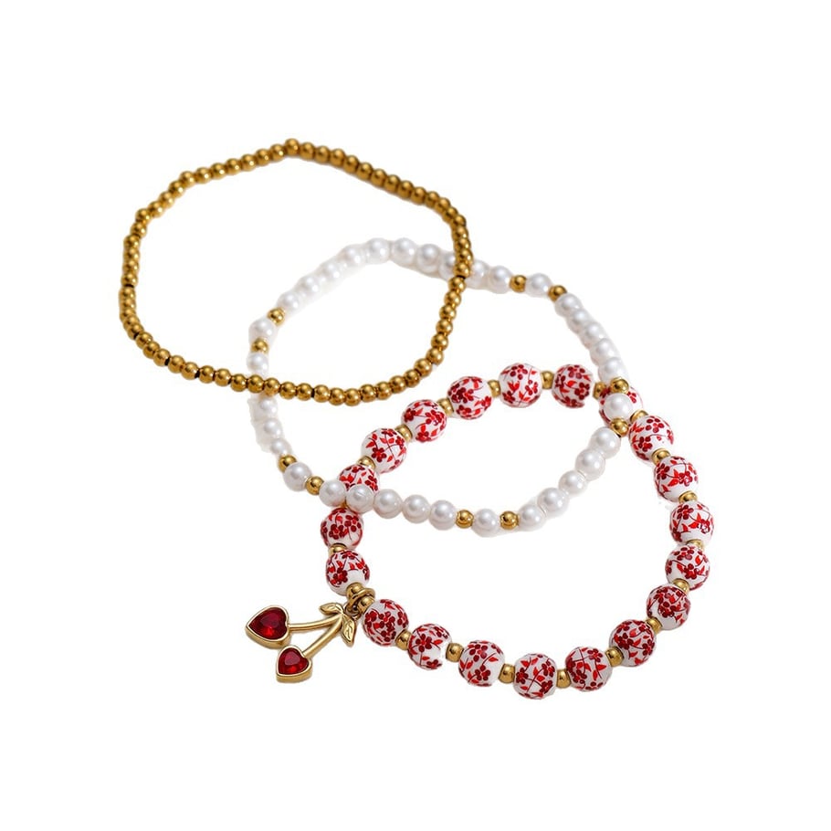 1 Piece  Sweet Flower Ceramics  Gold Color  Women's Beaded Bracelets Picture5