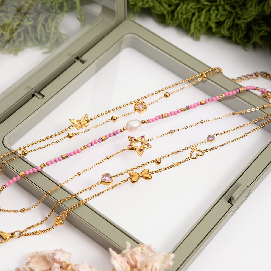 1 pulsera con dije de estrella encantadora de acero inoxidable color dorado para mujer Imagen8