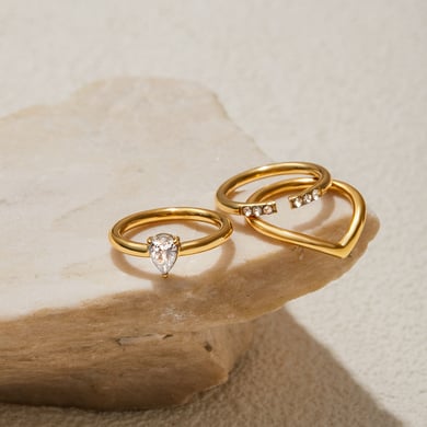 Bague minimaliste irrégulière en acier inoxydable couleur or, série simple, 1 pièce h5 Image6
