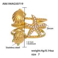 A861-Anello con zircone a forma di stella marina dorata/Numero 7 